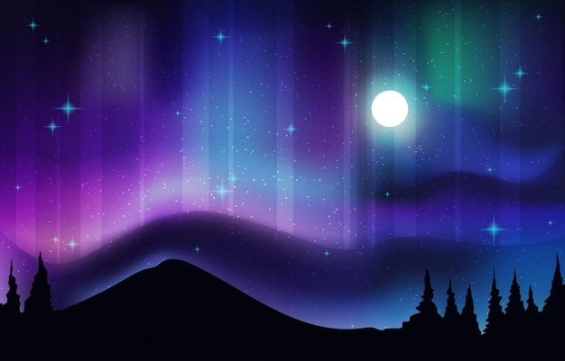 Fundo da Noite da Aurora do Norte