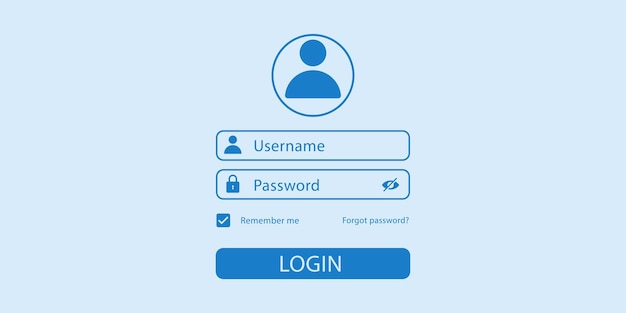 Fundo da página de login. Digite o nome de usuário e a senha. Ui, interface do usuário. Vetor 10 EPS.