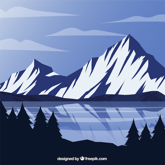 Fundo das montanhas e lago congelado