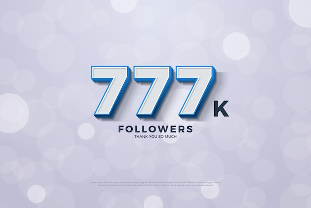 Fundo de 777k seguidores com números com bordas azuis sólidas