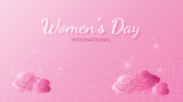 Fundo de 8 de março. banner do dia internacional da mulher com rosas cor de rosa. cartão rosa pastel.