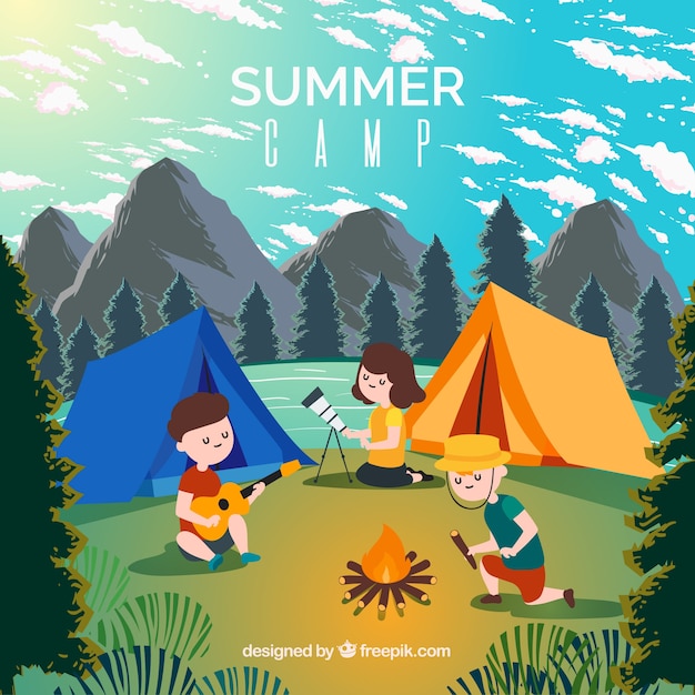 Fundo de acampamento de verão