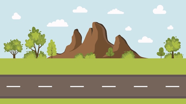 fundo de animação de paisagens rodoviárias e montanhosas