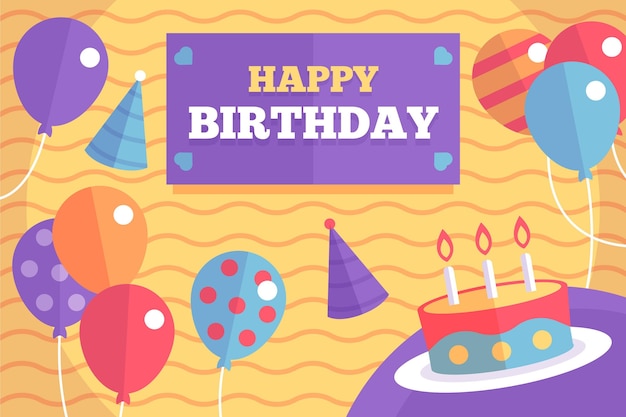 Fundo de aniversário de design plano
