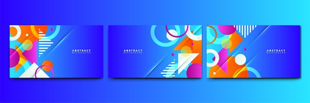 Fundo de apresentação de formas azuis coloridas abstratas Fundo de linhas dinâmicas gradiente Moderno mosaico azul laranja Fundo de desenho geométrico colorido