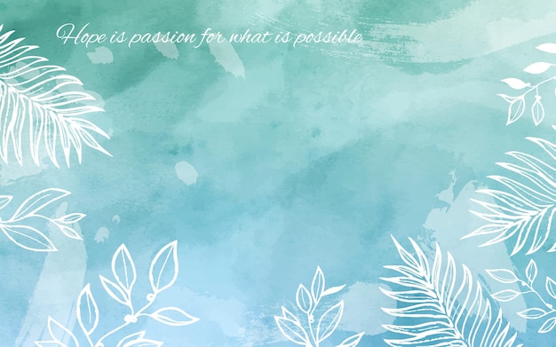 Fundo de aquarela azul e verde com citação