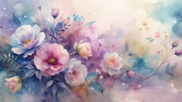 Fundo de aquarela com belas flores