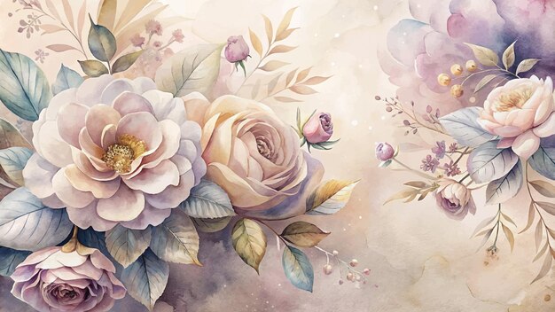 Fundo de aquarela com belas flores