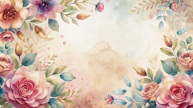 Vetor fundo de aquarela com belas flores