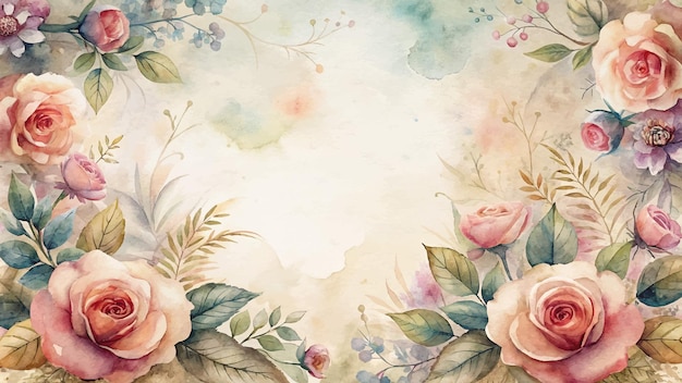 Vetor fundo de aquarela com belas flores