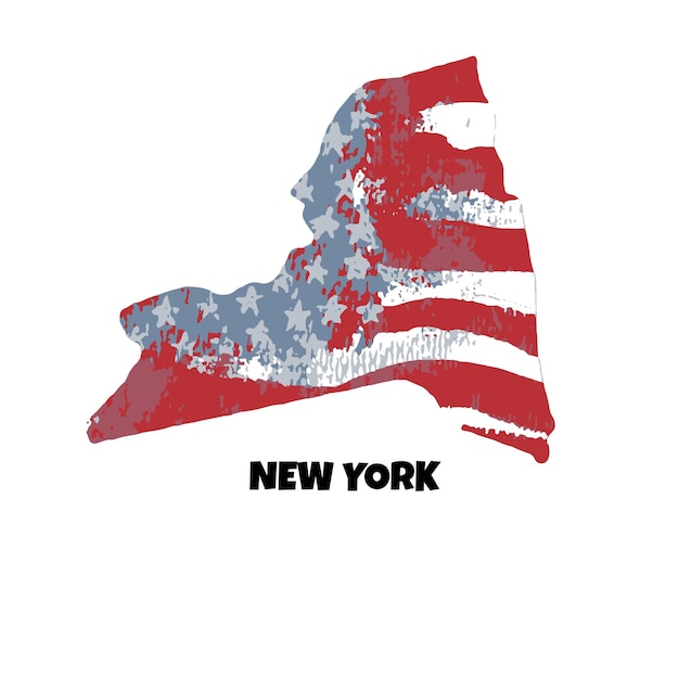 Vetor fundo de aquarela da bandeira americana do estado dos eua em nova york