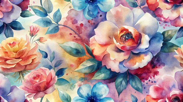 Vetor fundo de aquarela floral com cores marcantes