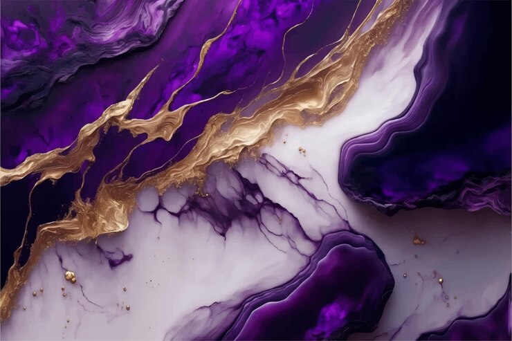 Fundo de aquarela líquido azul ciano violeta com manchas douradas Efeito de desenho de tinta de álcool de mármore roxo azul-petróleo azul-petróleo Modelo de design de ilustração vetorial para menu de convite de casamento rsvp
