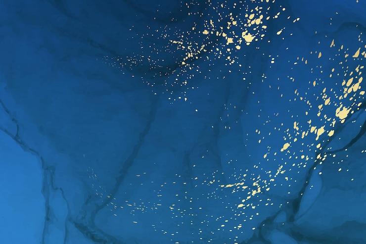 Vetor fundo de aquarela moderno com ondas de tinta azul abstrata e salpicos dourados