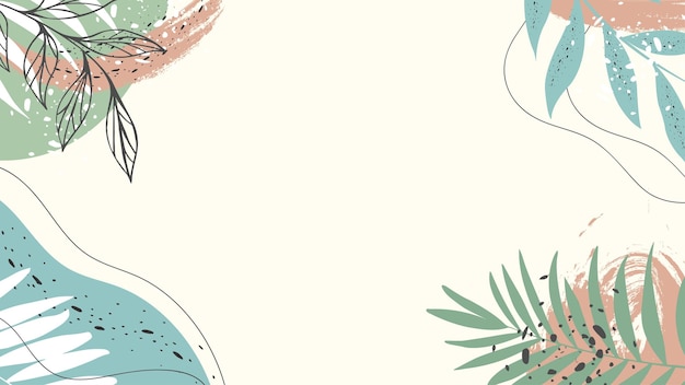 Fundo de arte abstrata na moda com elementos florais e geométricos na abstração de fundo bege