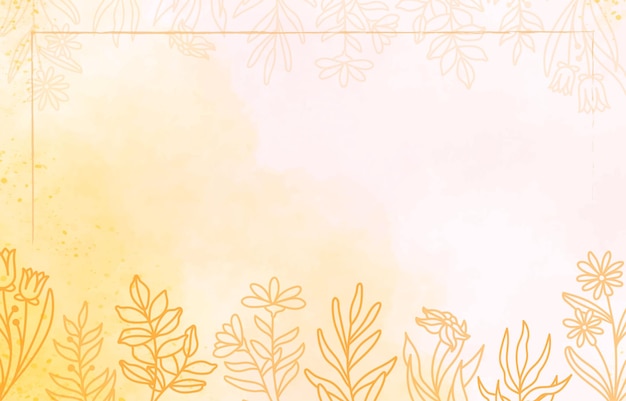 fundo de arte de linha floral aquarela