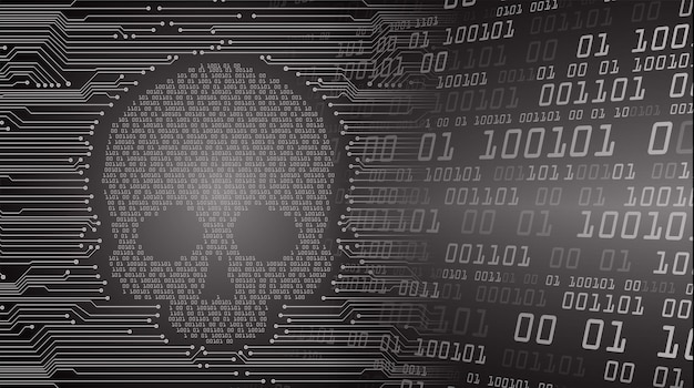 fundo de ataque hacker cibernético, vetor de crânio