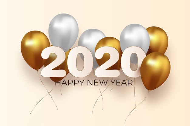 Fundo de balões realistas ano novo 2020