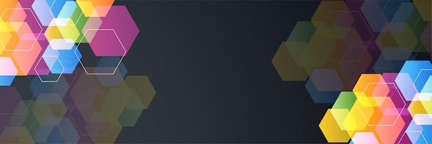 Fundo de banner colorido do hexágono. molde abstrato do fundo do teste padrão da bandeira do design gráfico do vetor.