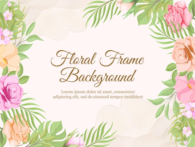 Fundo de banner de casamento com flores e folhas