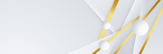Fundo de banner de linhas brancas e douradas abstratas fundo de ouro branco de forma geométrica abstrata com luz e sombra 3d em camadas para design de apresentação modelo de plano de fundo padrão de design vetorial