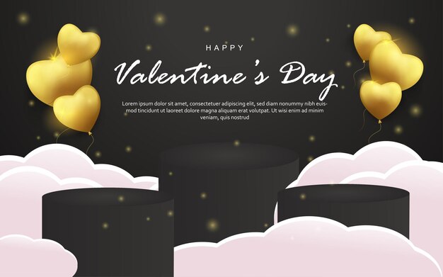 Fundo de banner de pódio do dia dos namorados