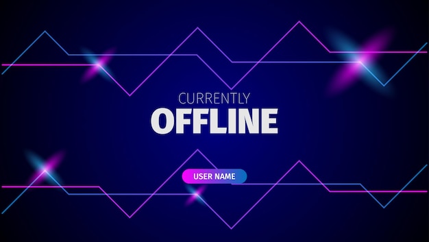 Fundo de banner de streaming offline com luz de néon azul e rosa