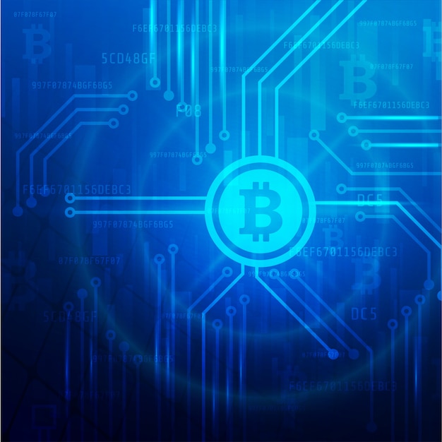 Fundo de Banner de tecnologia de mineração Bitcoin