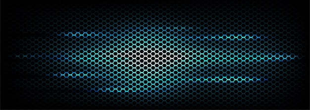 Fundo de banner de textura de fibra de carbono hexágono Ilustração em vetor abstrato azul nova tecnologia