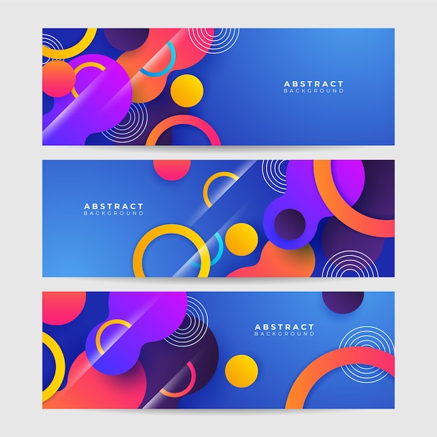 Fundo de banner geométrico abstrato colorido moderno Design de banner de tecnologia com círculo de triângulo quadrado e formas geométricas Modelo de fundo padrão de banner de design gráfico abstrato vetorial
