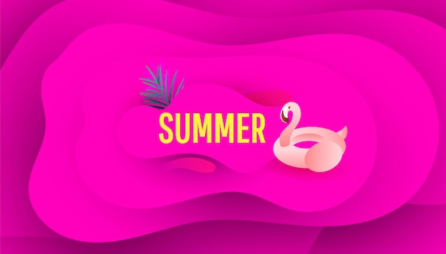 Fundo de banner grátis de venda de verão com flamingo