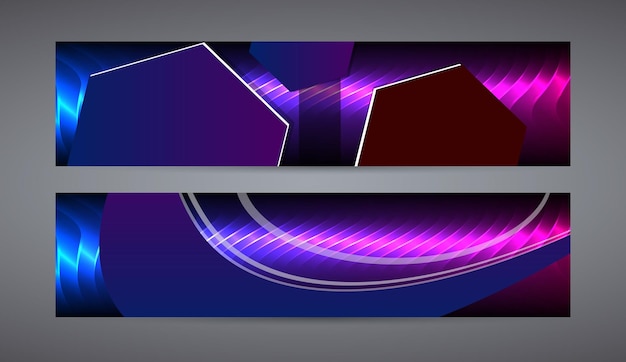 Fundo de banner horizontal da web azul roxo neon effect02