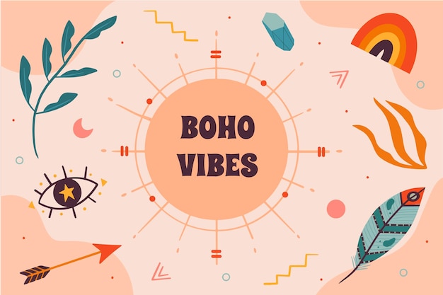 Vetor fundo de boho desenhado à mão