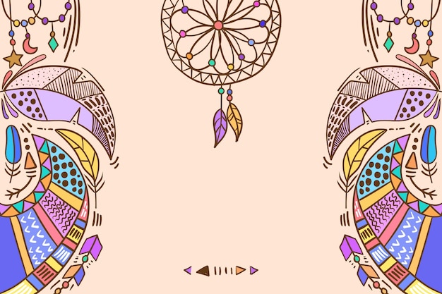 Vetor fundo de boho desenhado à mão