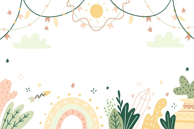 Vetor fundo de boho desenhado à mão