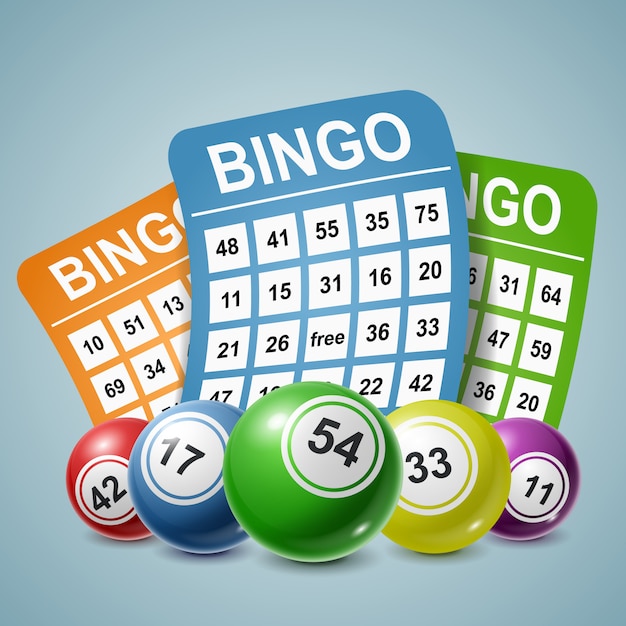 Vetor fundo de bola e bilhetes de bingo. ilustração