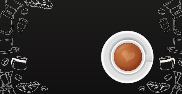 Vetor fundo de café com xícara de café realista - ilustração vetorial