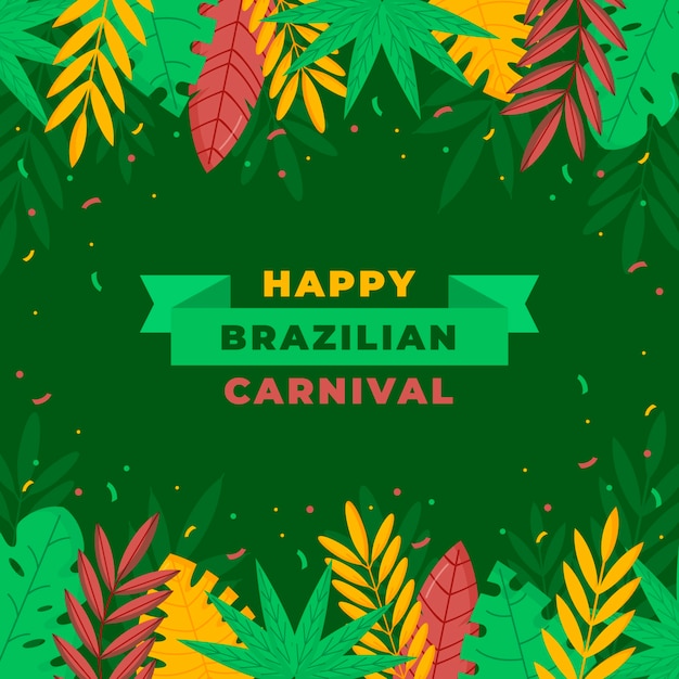 Fundo de carnaval brasileiro com folhas