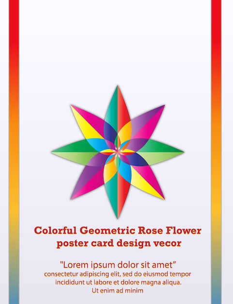 Vetor fundo de cartão de cartaz de flores de rosa geométricas coloridas