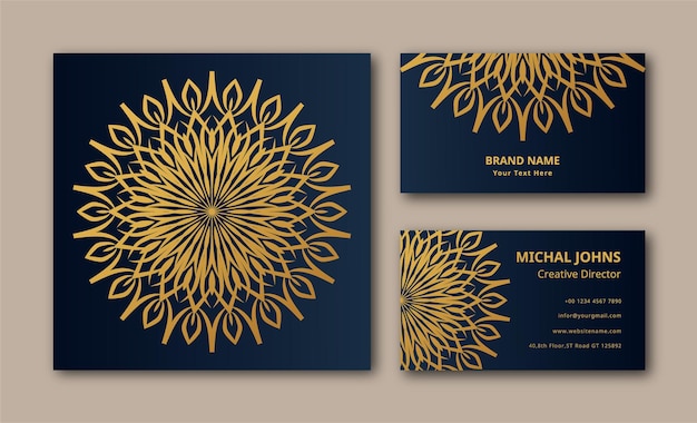 Fundo de cartão de negócios de design de mandala ornamental de luxo