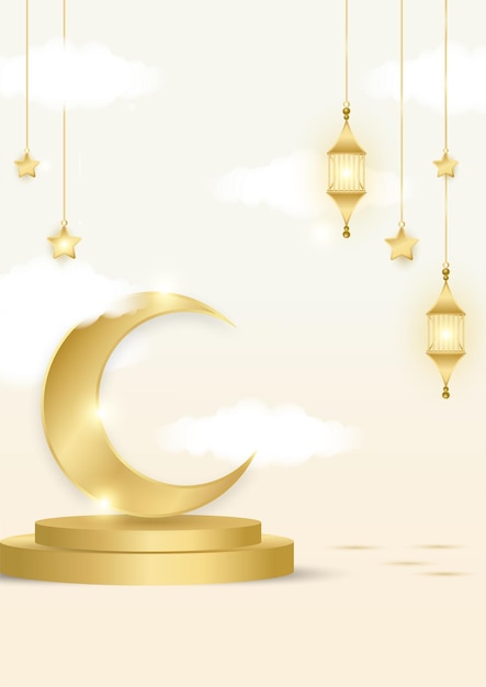 Fundo de cartaz islâmico na moda com mesquita padrão árabe lanterna lua e crescente pode ser usado para cartão de saudação cartaz banner convite folheto ramadan eid adha iftar convite