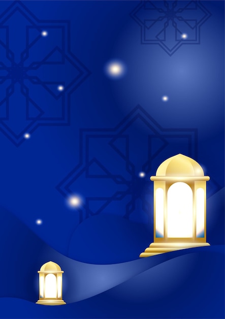 Fundo de cartaz islâmico na moda com mesquita padrão árabe lanterna lua e crescente pode ser usado para cartão de saudação cartaz banner convite folheto ramadan eid adha iftar convite