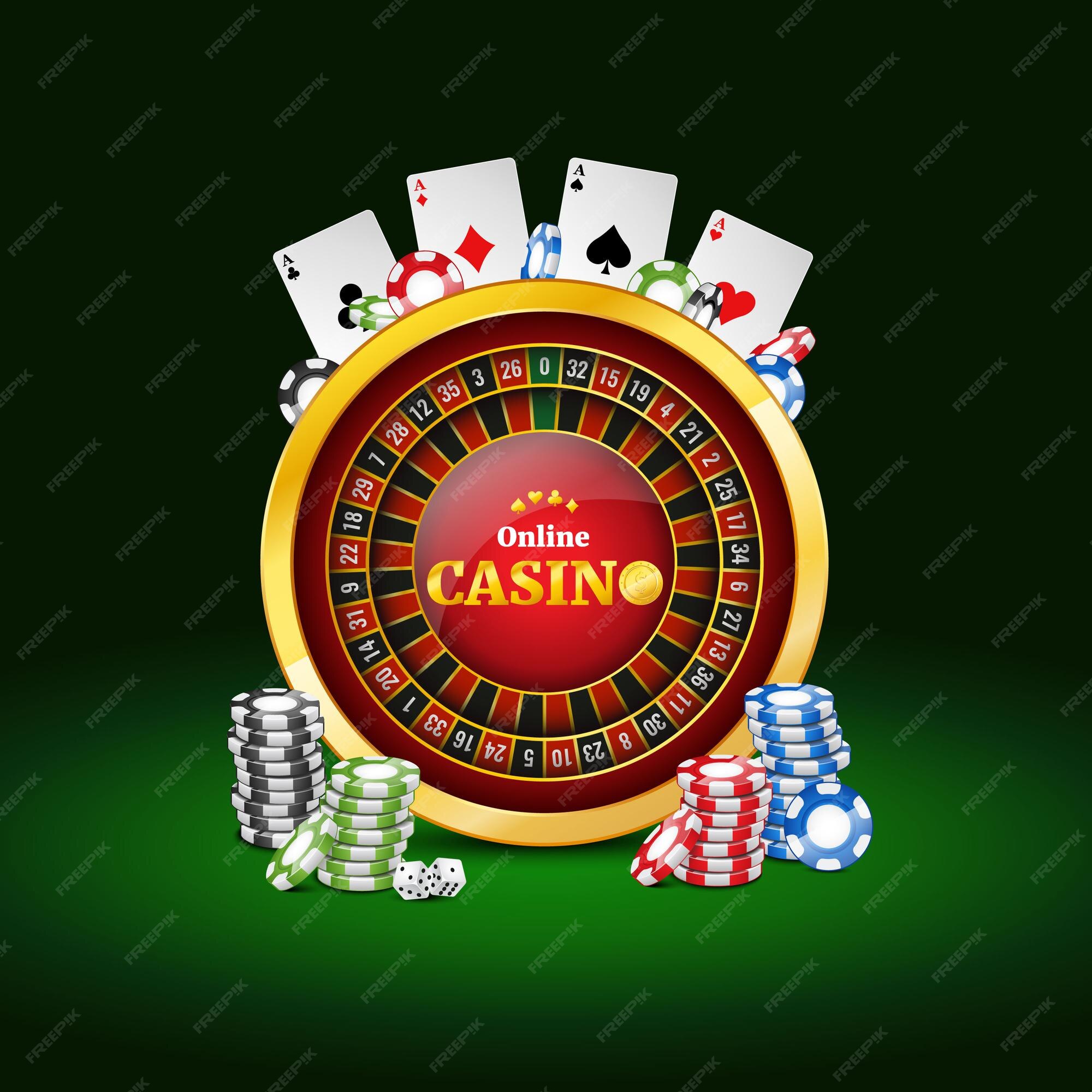 jogo de azar online de cassino com roleta, fichas de cassino e moedas de  ouro 2239145 Vetor no Vecteezy