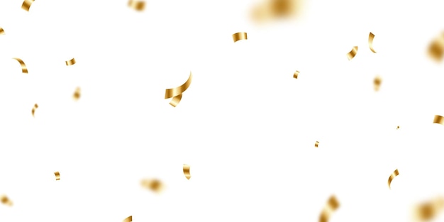 Fundo de celebração com ilustração vetorial de confete zigzag dourado caindo