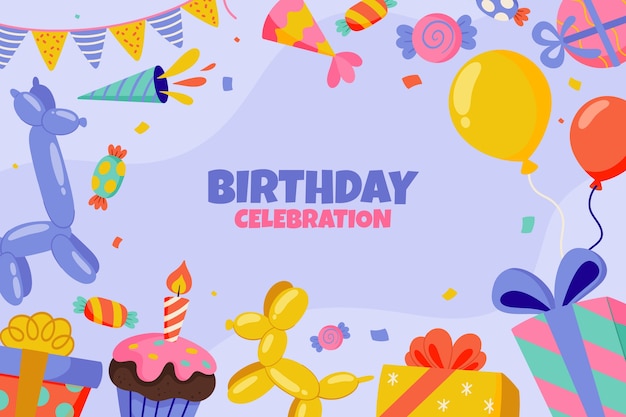 Fundo de celebração de aniversário em design plano