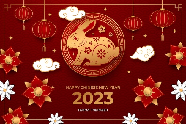 Fundo de celebração do ano novo chinês de estilo de papel