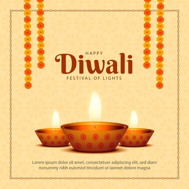 Vetor fundo de celebração festiva de cartão feliz diwali com diyas