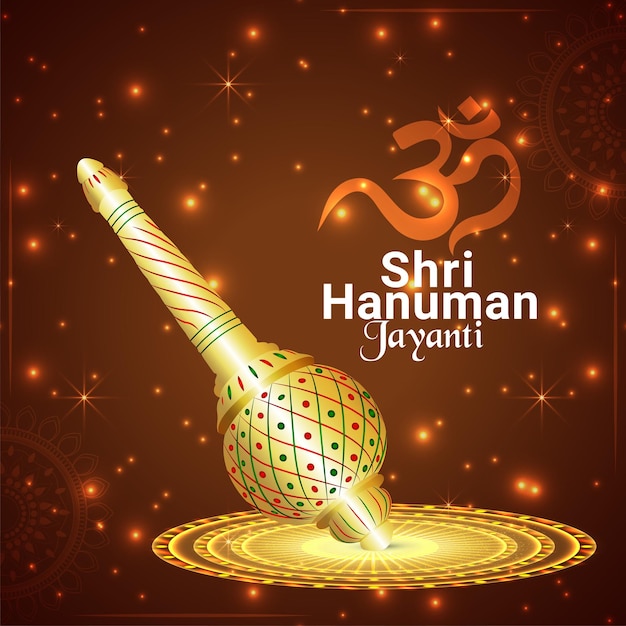 Vetor fundo de celebração hanuman jayanti com arma hanuman