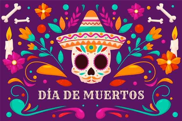 Fundo de celebração plano dia de muertos
