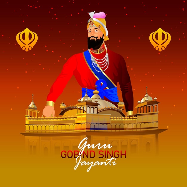 Vetor fundo de celebração realista guru gobind singh jayanti